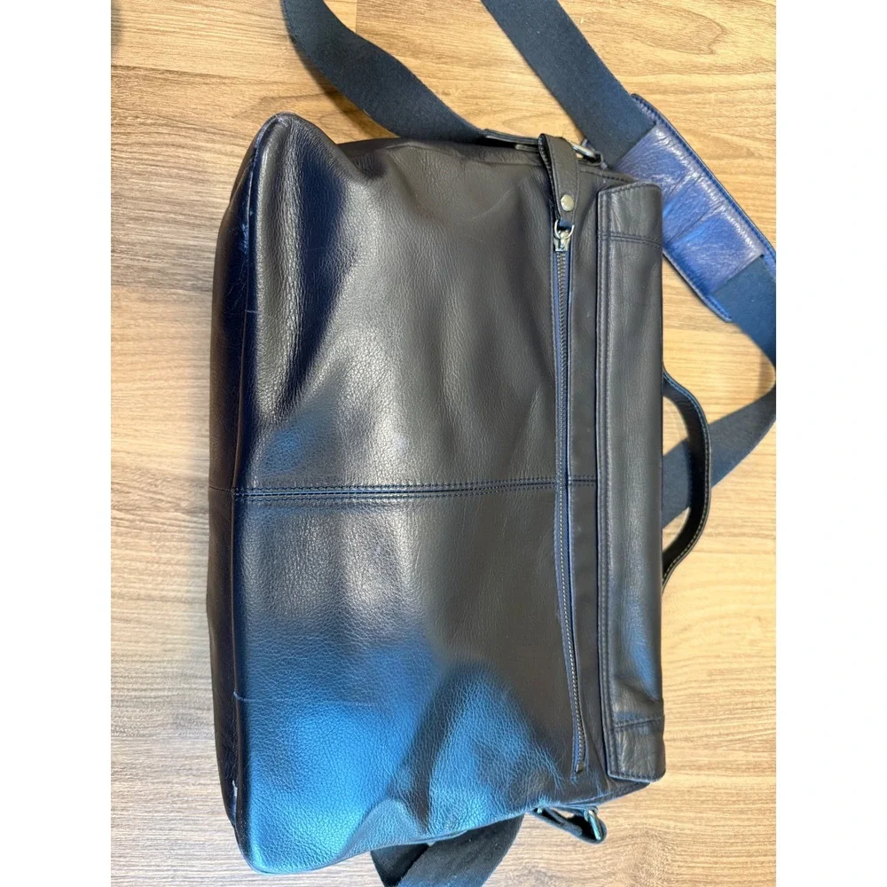Ted Baker London Mens Blue Leather Messenger Bag Satchel Crossbody Briefcase